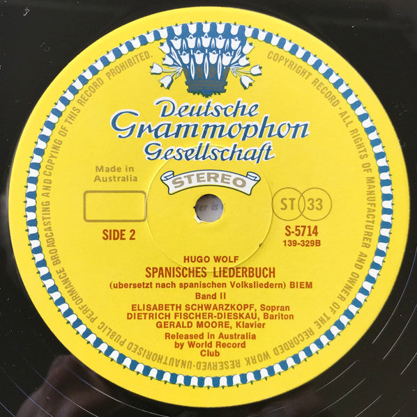 Hugo Wolf, Elisabeth Schwarzkopf, Dietrich Fischer-Dieskau, Gerald Moore – Das Spanische Liederbuch (2xLP) LP vinyl record, image 4 of 9