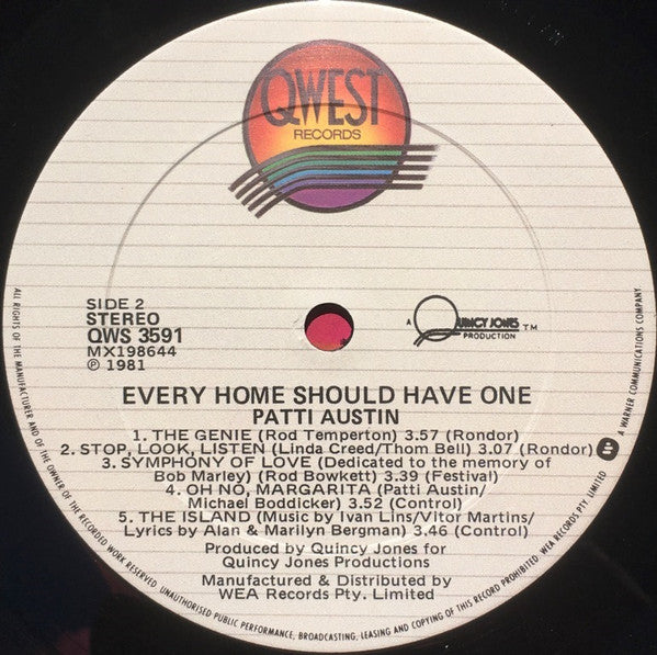Patti Austin – Every Home Should Have One LP vinyl record, image 4 of 4