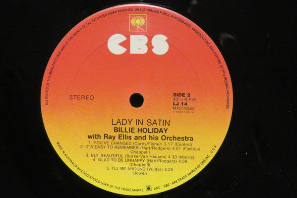 Billie Holiday, Ray Ellis And His Orchestra – Lady In Satin LP vinyl record, image 4 of 4