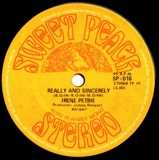 Irene Petrie – Really And Sincerely 7" vinyl record, image 1 of 2