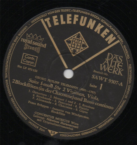 Georg Philipp Telemann – Suite in F Minor • Recorder Suite In A Minor • Circa 1715-1720 LP vinyl record, image 3 of 5