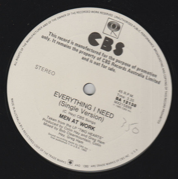Men At Work – Everything I Need 12" vinyl record, image 4 of 4