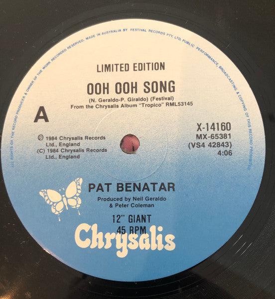 Pat Benatar – Ooh Ooh Song 12" vinyl record, image 3 of 4