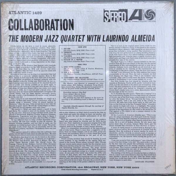 The Modern Jazz Quartet, Laurindo Almeida – Collaboration LP vinyl record, image 2 of 5