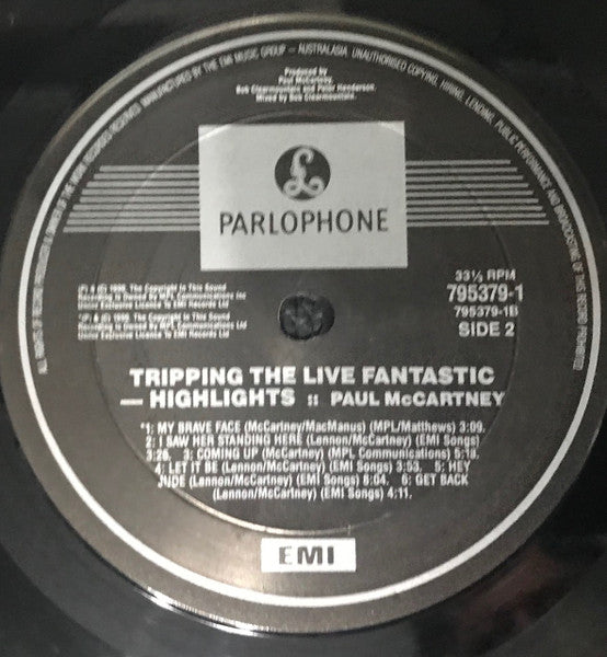 Paul McCartney – Tripping The Live Fantastic- Highlights! LP vinyl record, image 4 of 4