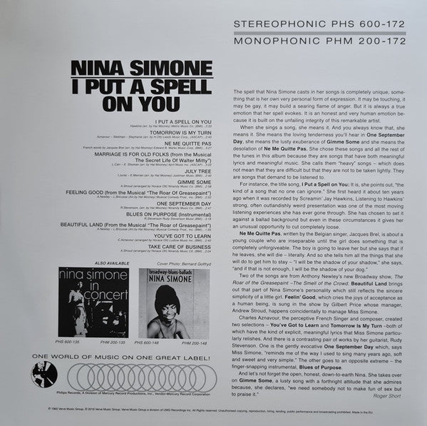 Nina Simone – I Put A Spell On You LP vinyl record, image 3 of 10