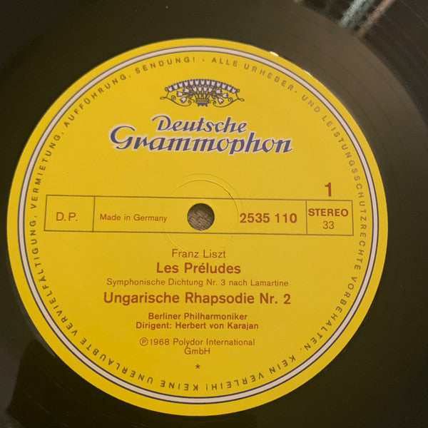 Franz Liszt, Berliner Philharmoniker, Herbert von Karajan – Mazeppa - Les Preludes - Ungarische Rhapsodien Nr.2 & 4 LP vinyl record, image 3 of 4