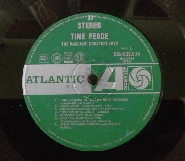 The Rascals – Time Peace: The Rascals' Greatest Hits LP vinyl record, image 3 of 4