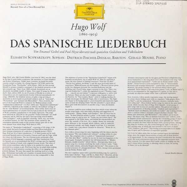 Hugo Wolf, Elisabeth Schwarzkopf, Dietrich Fischer-Dieskau, Gerald Moore – Das Spanische Liederbuch (2xLP) LP vinyl record, image 7 of 9