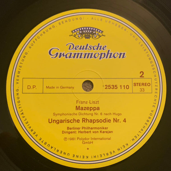 Franz Liszt, Berliner Philharmoniker, Herbert von Karajan – Mazeppa - Les Preludes - Ungarische Rhapsodien Nr.2 & 4 LP vinyl record, image 4 of 4