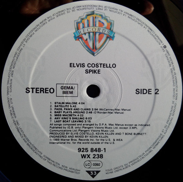 Elvis Costello – Spike LP vinyl record, image 4 of 9