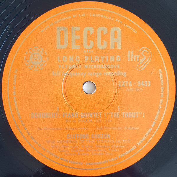 Franz Schubert, Clifford Curzon, Mitglieder Des Wiener Oktetts – The "Trout" Quintet LP vinyl record, image 3 of 4