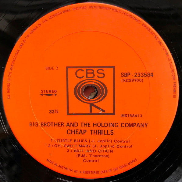 Big Brother & The Holding Company – Cheap Thrills LP vinyl record, image 4 of 4