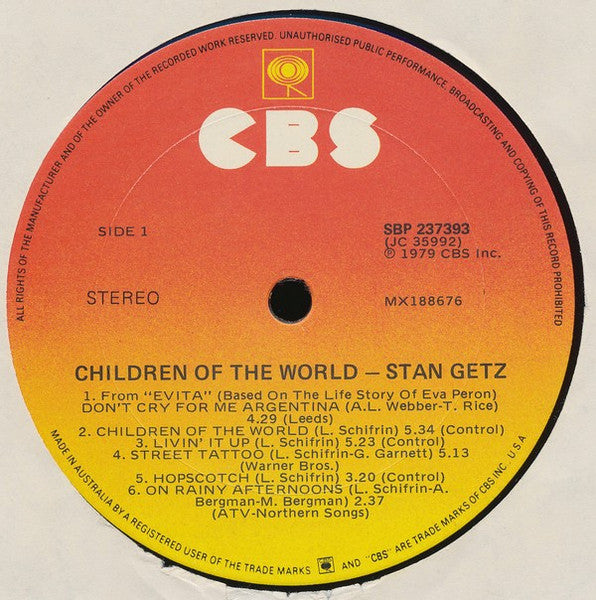 Stan Getz – Children Of The World LP vinyl record, image 3 of 4