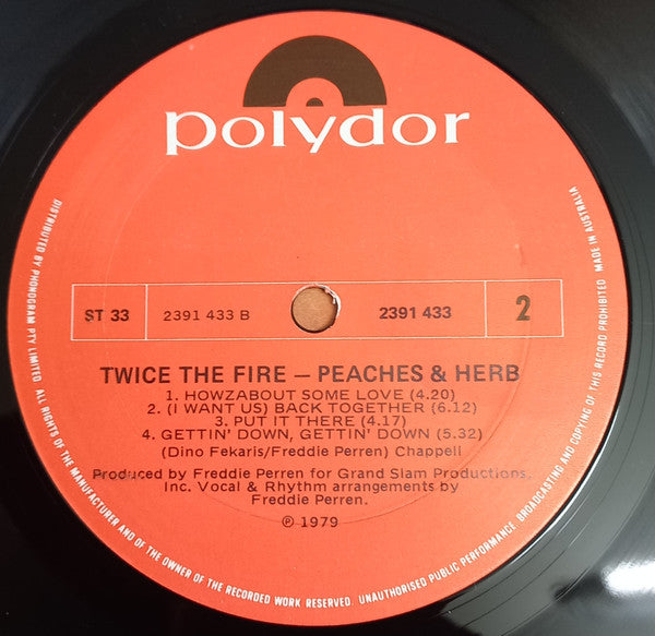 Peaches & Herb – Twice The Fire LP vinyl record, image 4 of 4