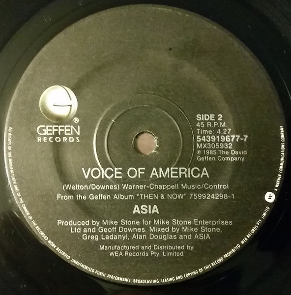 Asia – Days Like These 7" vinyl record, image 2 of 2
