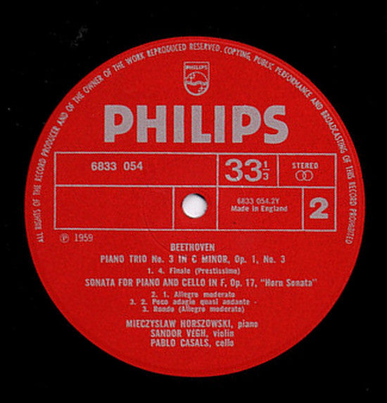 Ludwig van Beethoven, Pablo Casals, Sándor Végh, Mieczyslaw Horszowski – In Memoriam LP vinyl record, image 4 of 4