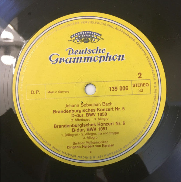 Johann Sebastian Bach, Herbert Von Karajan, Berliner Philharmoniker – Brandenburgische Konzerte Nr. 4, 5 & 6 LP vinyl record, image 4 of 7