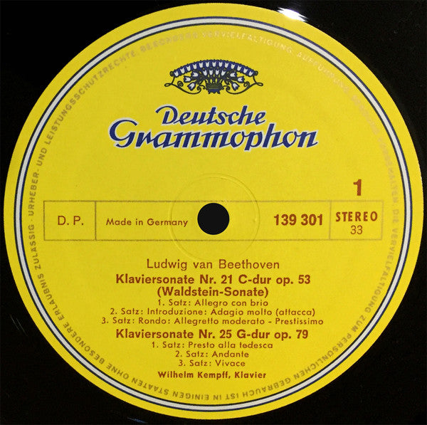 Ludwig van Beethoven, Wilhelm Kempff – Sonaten Nr. 21 »Waldstein« · Nr. 25 G-dur · Nr. 15 »Pastorale« · Nr. 24 Fis-dur LP vinyl record, image 4 of 4