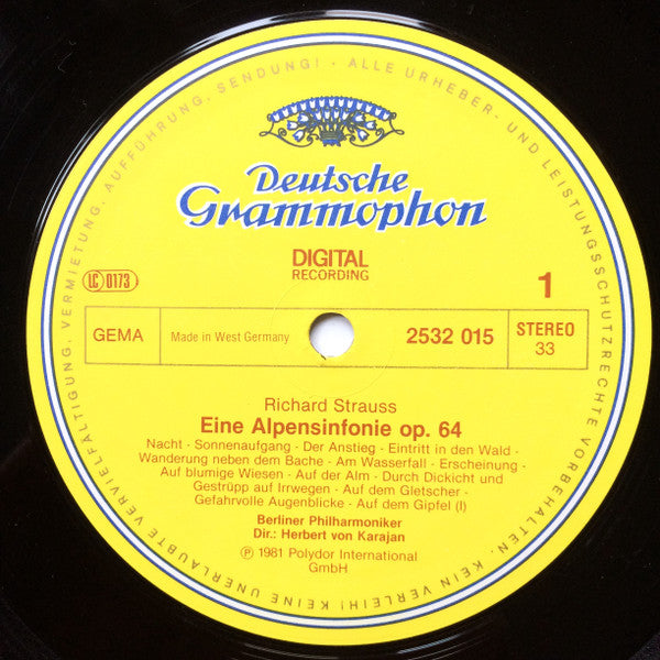 Richard Strauss, Berliner Philharmoniker, Herbert von Karajan – Eine Alpensinfonie LP vinyl record, image 3 of 4