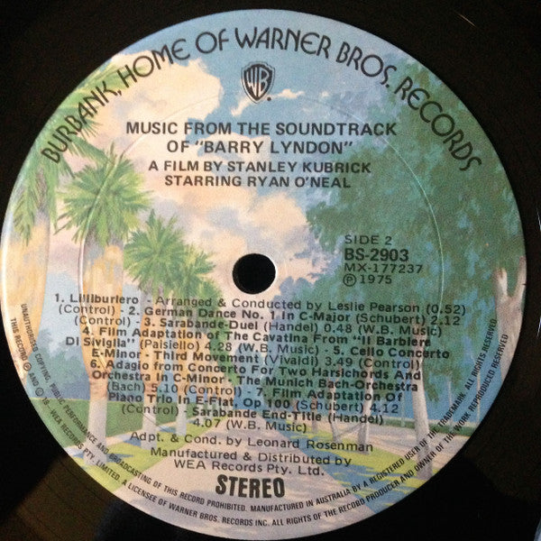 Various – Barry Lyndon (Music From The Soundtrack) LP vinyl record, image 4 of 4