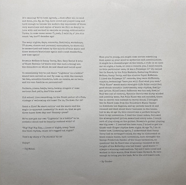 Taj Mahal, Ry Cooder – Get On Board (The Songs Of Sonny Terry & Brownie McGhee) LP vinyl record, image 6 of 6