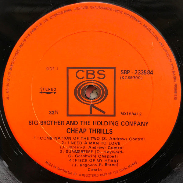 Big Brother & The Holding Company – Cheap Thrills LP vinyl record, image 3 of 4