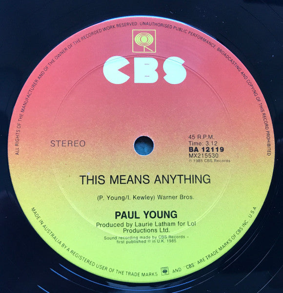 Paul Young – Every Time You Go Away (Extended Remix Version) 12" vinyl record, image 4 of 4