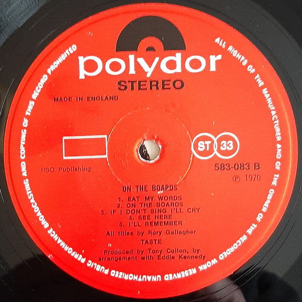 Taste – On The Boards LP vinyl record, image 4 of 6
