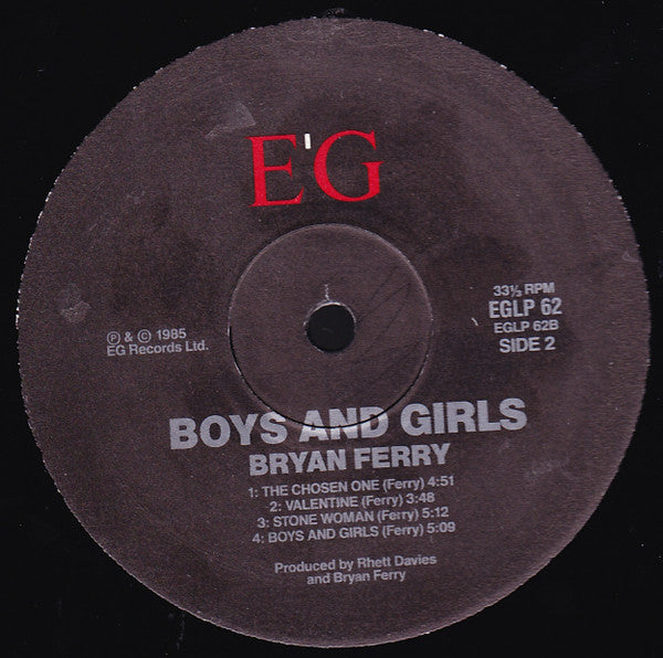 Bryan Ferry – Boys And Girls LP vinyl record, image 4 of 4