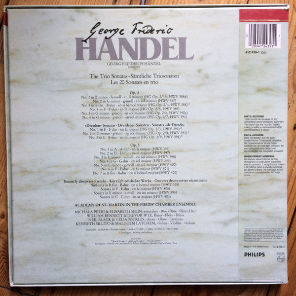 Georg Friedrich Händel, Academy Of St. Martin-in-the-Fields Chamber Ensemble – The Trio Sonatas (4xLP) LP vinyl record, image 2 of 7