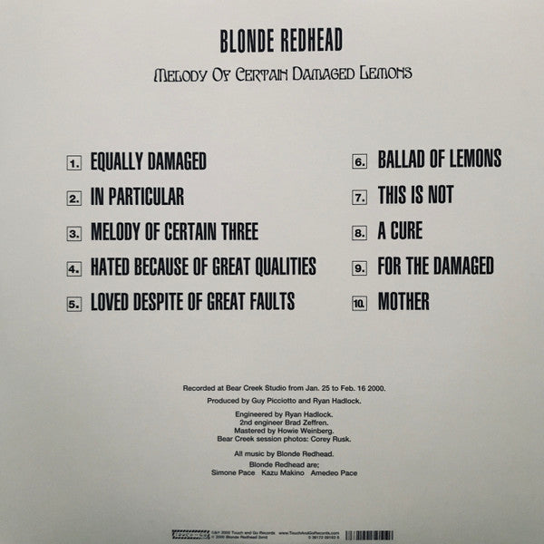 Blonde Redhead – Melody Of Certain Damaged Lemons LP vinyl record, image 4 of 10