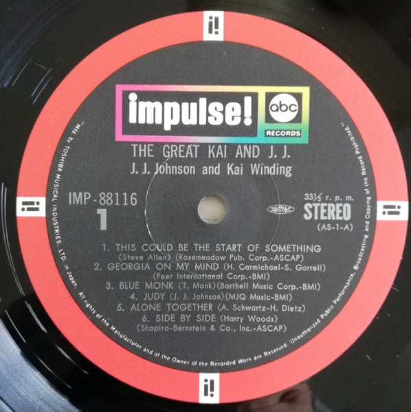 J.J. Johnson, Kai Winding – The Great Kai & J. J. LP vinyl record, image 4 of 4
