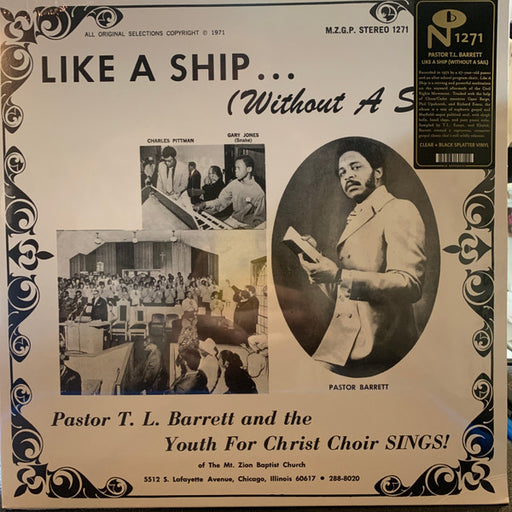 Pastor T. L. Barrett, The Youth For Christ Choir – Like A Ship... (Without A Sail) LP vinyl record, image 1 of 7