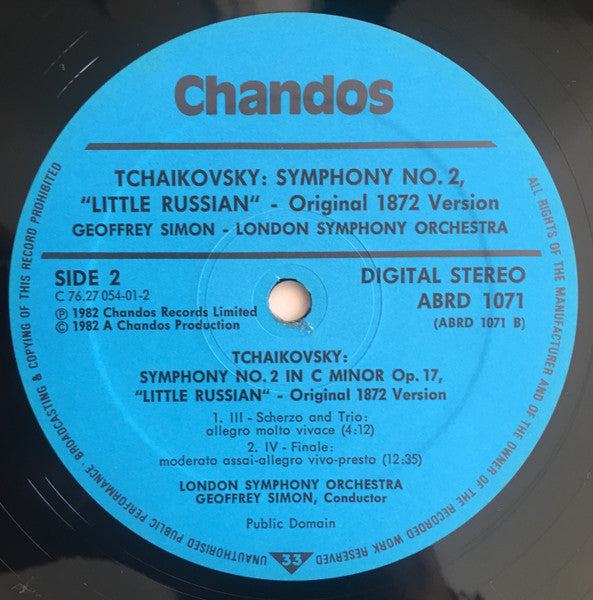 Pyotr Ilyich Tchaikovsky, Geoffrey Simon, London Symphony Orchestra – Symphony No.2, "Little Russian" LP vinyl record, image 5 of 5