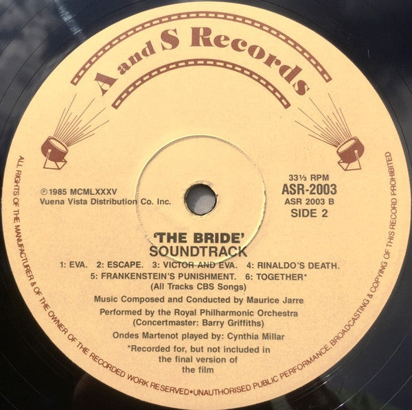 Maurice Jarre – The Bride (Original Motion Picture Soundtrack) LP vinyl record, image 4 of 4