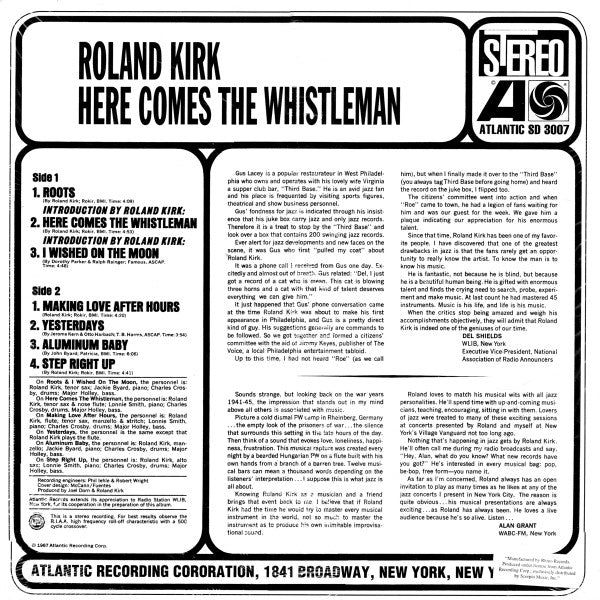 Roland Kirk – Here Comes The Whistleman LP vinyl record, image 3 of 5