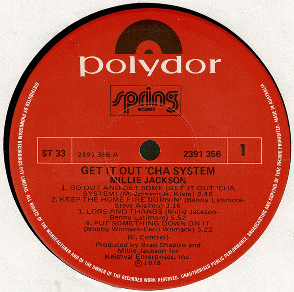 Millie Jackson – Get It Out'cha System LP vinyl record, image 3 of 4