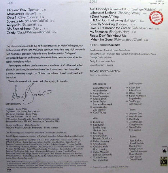 The Don Burrows Quintet, The Adelaide Connection – Nice 'n' Easy LP vinyl record, image 2 of 2