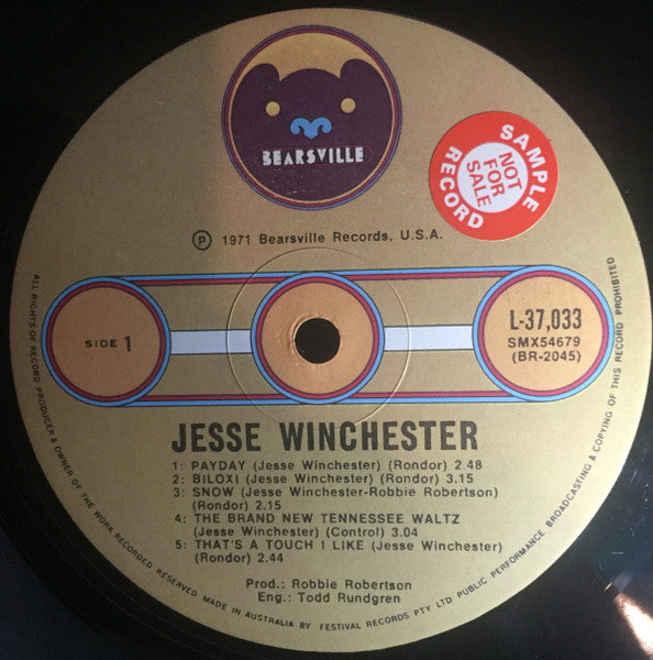 Jesse Winchester – Jesse Winchester LP vinyl record, image 3 of 3