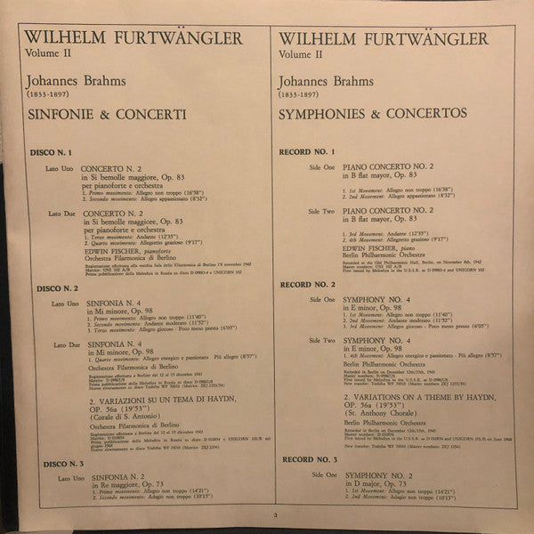 Johannes Brahms, Wilhelm Furtwängler – Furtwängler - Volume II - Brahms (9xLP) LP vinyl record, image 3 of 6