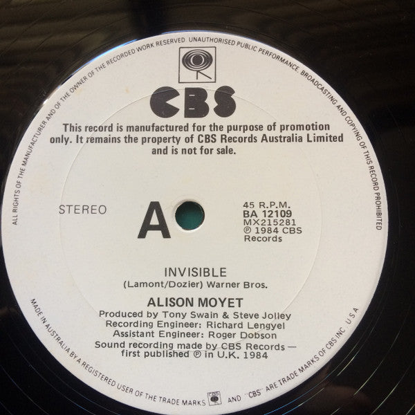 Alison Moyet – Invisible 12" vinyl record, image 3 of 4