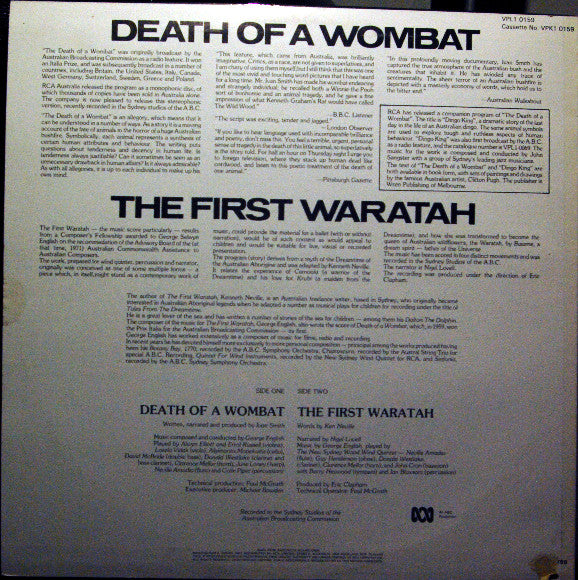 Ivan Smith, George Selwyn English, Nigel Lovell – Death Of A Wombat / The First Waratah LP vinyl record, image 2 of 4