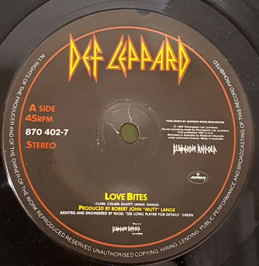 Def Leppard – Love Bites 7" vinyl record, image 1 of 3