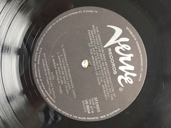 Lalo Schifrin – The Dissection And Reconstruction Of Music From The Past As Performed By The Inmates Of Lalo Schifrin's Demented Ensemble As A Tribute To The Memory Of The Marquis De Sade LP vinyl record, image 4 of 4
