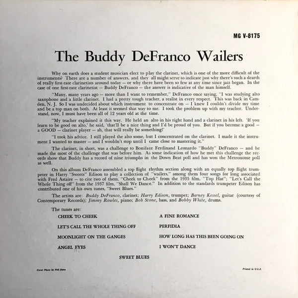 Buddy DeFranco – The Buddy DeFranco Wailers LP vinyl record, image 2 of 4