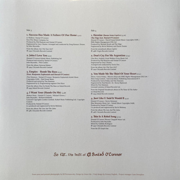 Sinéad O'Connor – So Far…The Best Of Sinéad O'Connor (2xLP) LP vinyl record, image 10 of 10