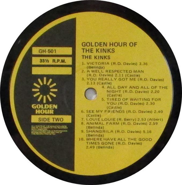 The Kinks – Golden Hour Of The Kinks LP vinyl record, image 4 of 4