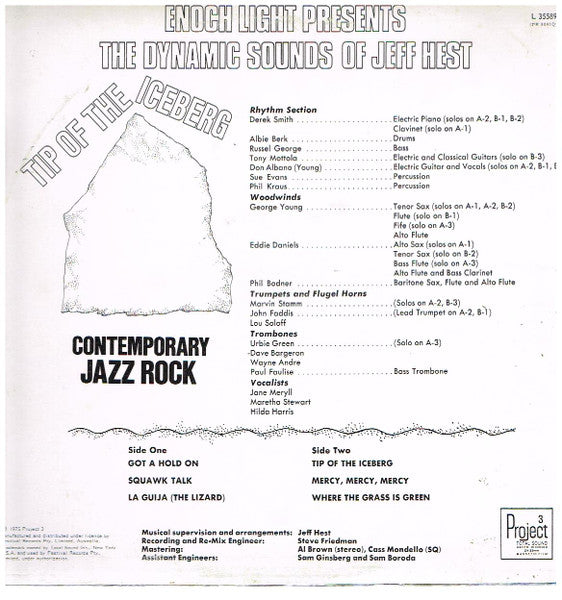 Jeff Hest – Enoch Light Presents The Dynamic Sounds Of Jeff Hest Tip Of The Iceberg LP vinyl record, image 2 of 2