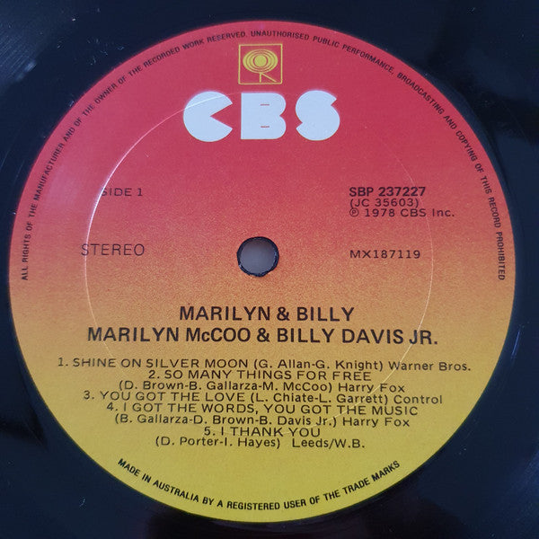 Marilyn McCoo & Billy Davis Jr. – Marilyn & Billy LP vinyl record, image 5 of 6